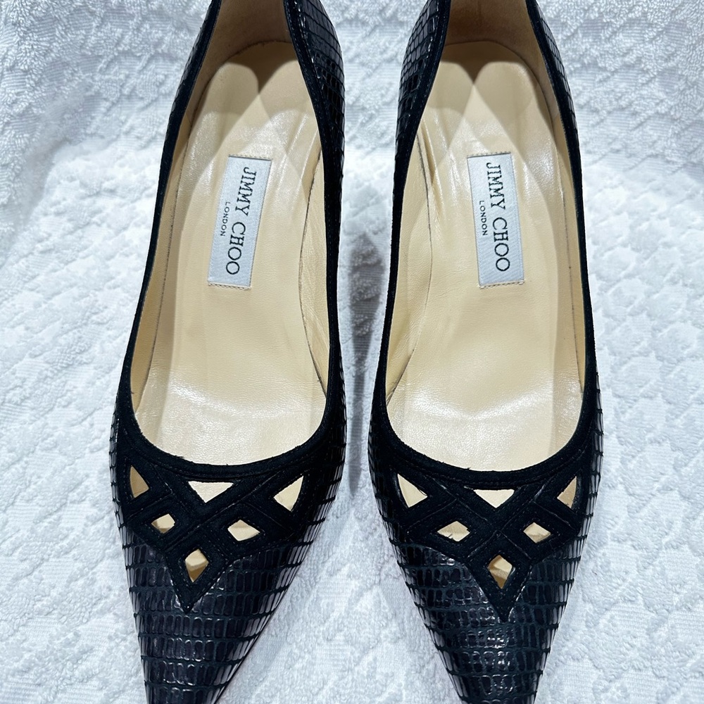 Jimmy Choo Black Textured Heels